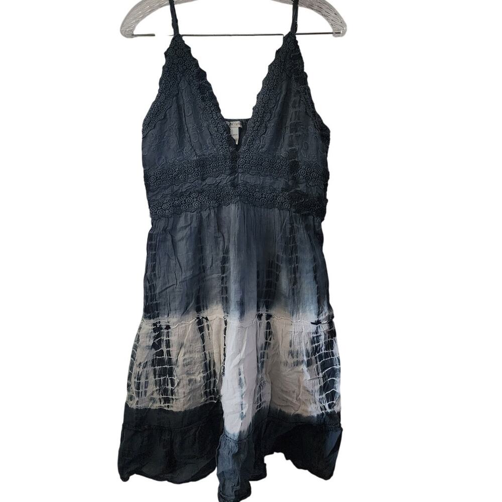 Cute Options Women's Blue White Tie Dye Summer Crochet Dress Size XL